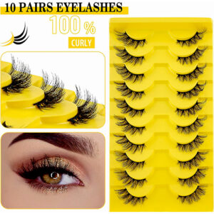 Demi Faux Cils 10 Paires 6D Naturels ¾ – Professionnel Lashes Noir (ZL35)