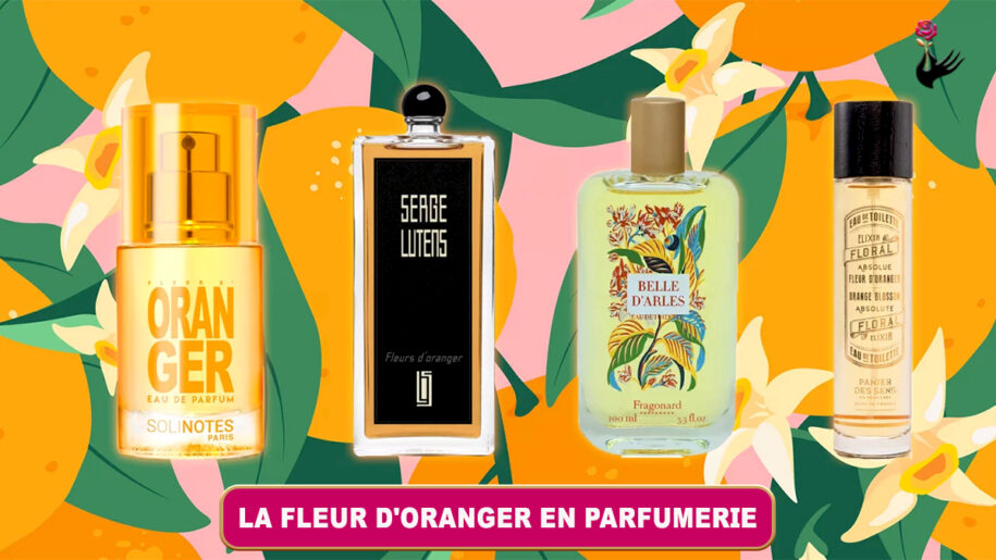 Flacon de parfum élégant avec des fleurs d'oranger